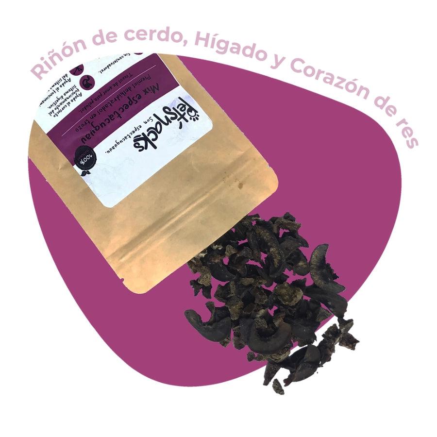Petsnacks Premios Deshidratados Mix de Cerdo y Res