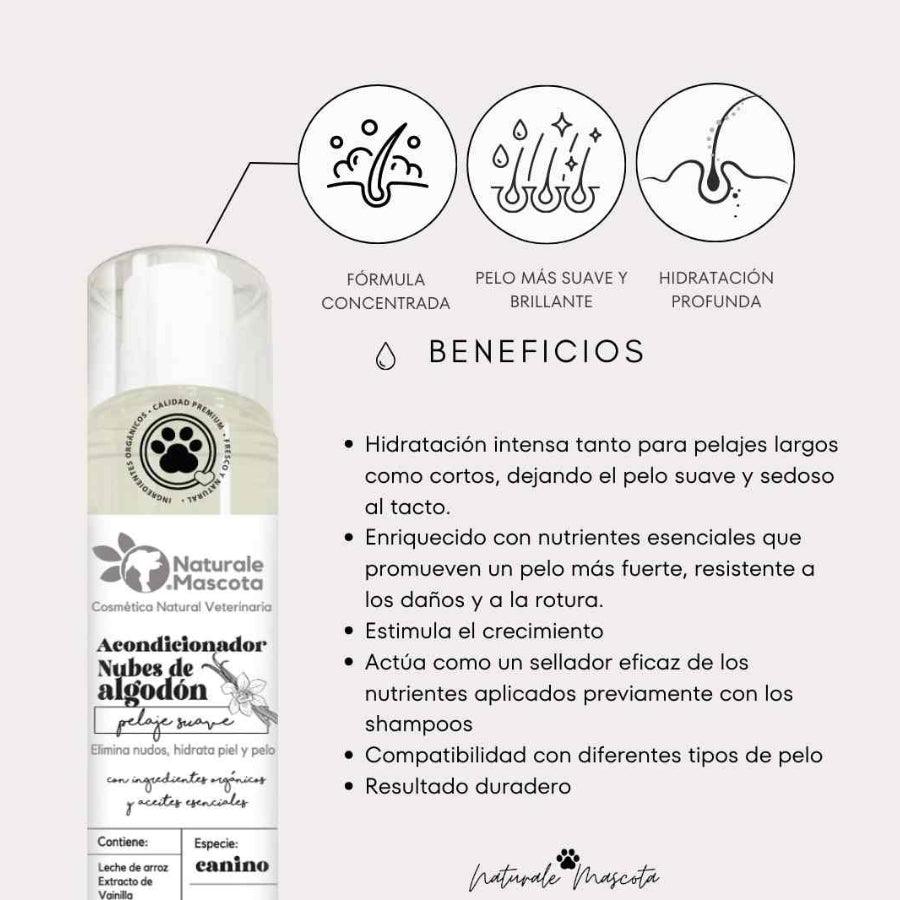 Naturale Mascota Acondicionador para pelo de perro Nubes de Algodón 250ml