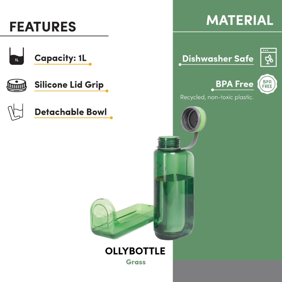 OllyDog Botella Para Agua Portátil Verde