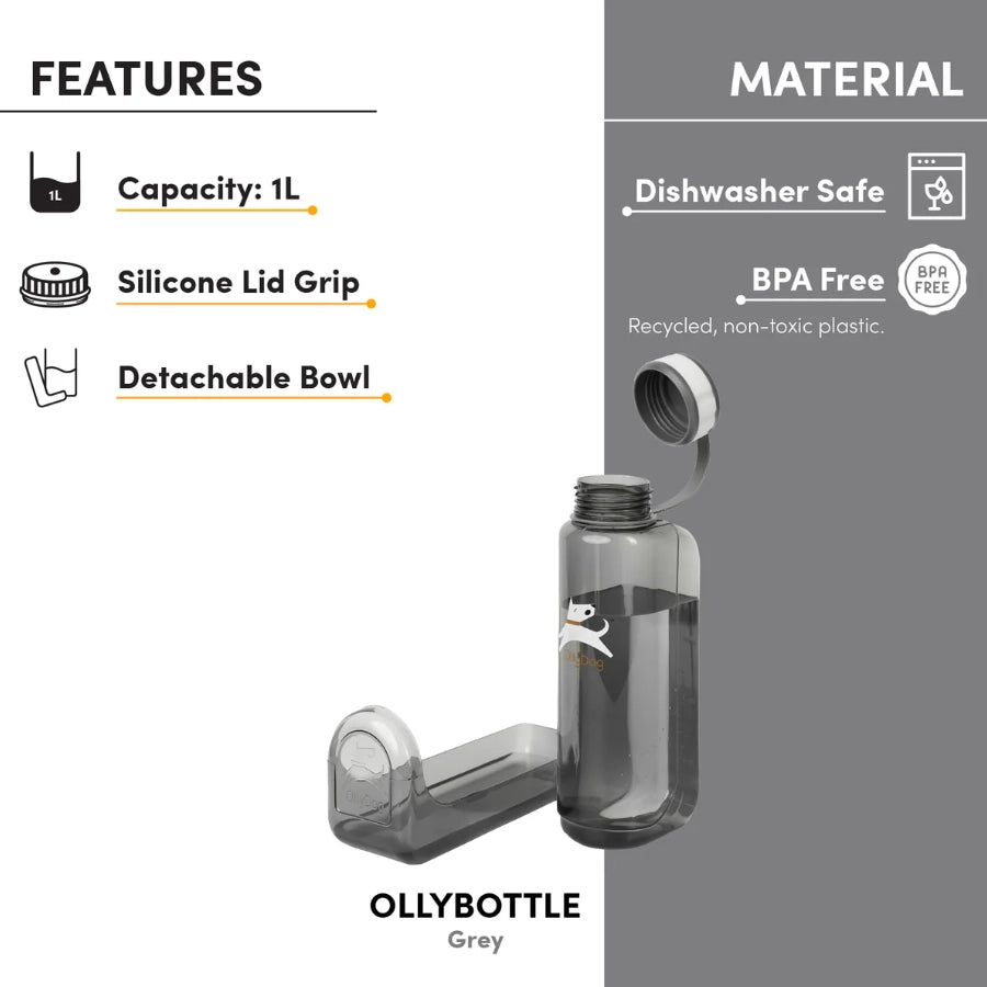 OllyDog Botella Para Agua Portátil Gris